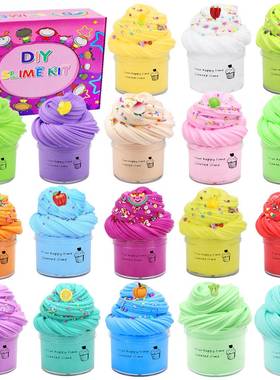 2025史莱姆棉花泥18pcs盒装橡皮泥黄油泥水晶泥手工diy彩泥玩具