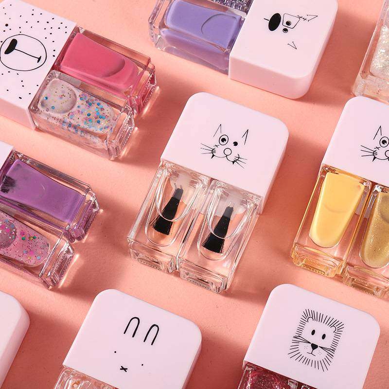 2025新款双子星油性指甲油两瓶套装亮面磨砂免烤