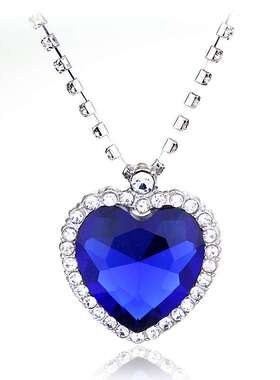 泰坦尼克号海洋之心项链时尚满钻爱心形水晶吊坠饰品