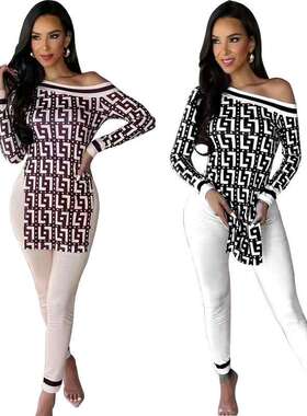 202467欧美t恤女长袖服装外贸时尚休闲上衣秋季新款women clothes