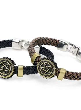 动漫周边饰品复古编织皮手链黑执事奥多之眼标志皮革手镯外贸热销