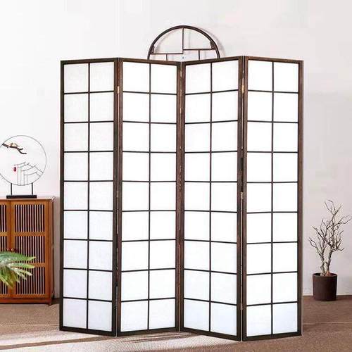 日本实木格纹屏风隔断入口可折叠移动客厅茶室简约现代民房摄影背