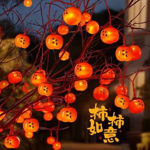新年装饰小灯笼柿子灯串家用过年挂件春节布置红灯笼阳台户外防水