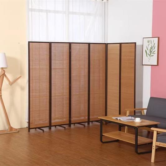 新款中式屏风隔断客厅可折叠移动卧室办公室进门遮挡床帘推拉滑轮