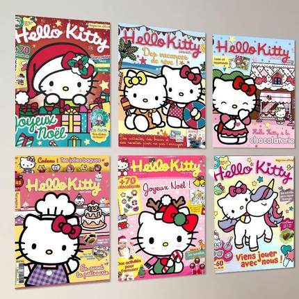 ins风HelloKitty猫平面卡通图案墙贴房间卧室少女心墙上装饰海报