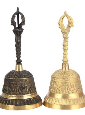 黄铜金刚铃杵手摇铃碰钟法铃民族乐器尼泊尔铜铃摆件