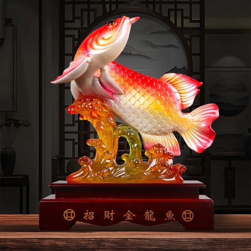 招财金龙鱼摆件客厅电视柜酒柜摆