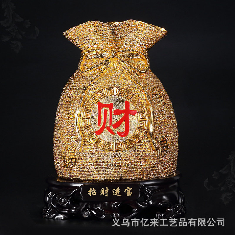 树脂工艺品黄金袋摆件金钱袋子开
