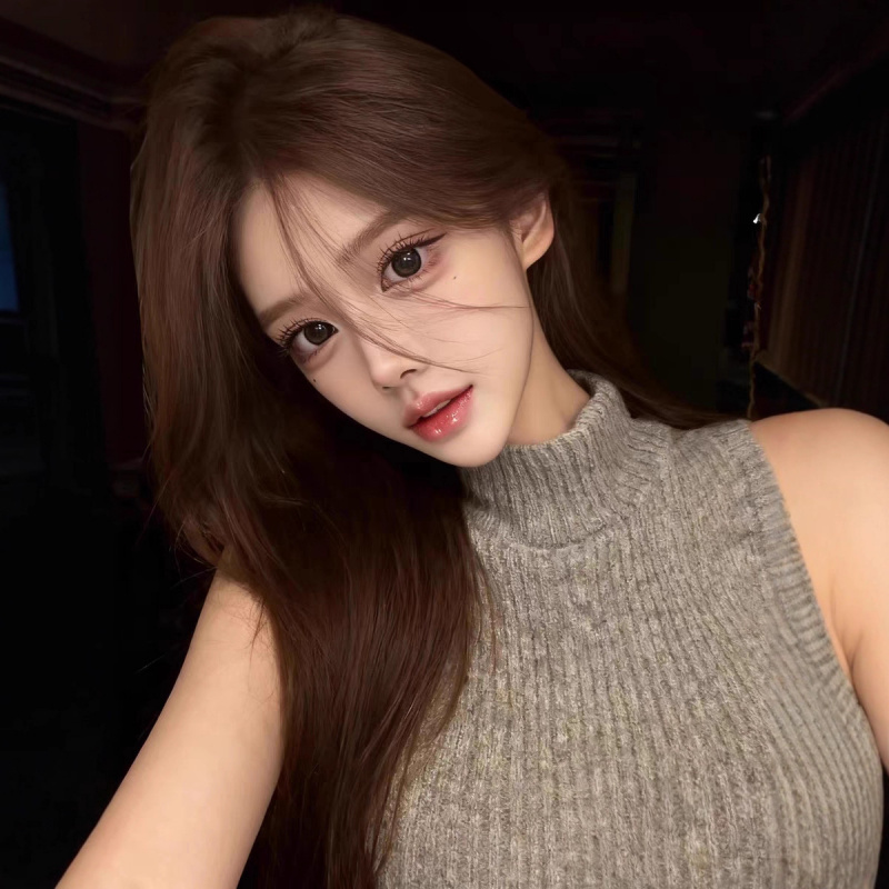 韩系灰色高领针织背心