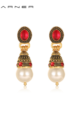 Joseph Warner中古红色耳环女vintage轻奢高级感琉璃耳环宝石耳饰