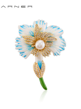 Joseph Warner鸢尾花胸针万物生长中古高档胸花外套花朵别针配饰