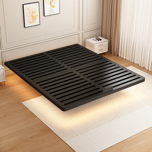 无床头碳素钢悬浮床架单双人主卧家用榻榻米床排骨钢架铁艺悬空床