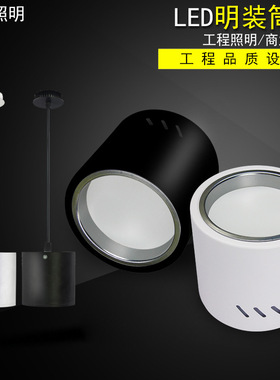 led明装筒灯吊线射灯吊杆筒灯防雾免开孔4寸5寸6寸8寸12W15W18W