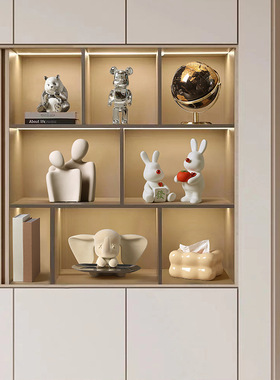现代轻奢兔子酒柜摆件组合套装别墅客厅电视柜办公室玄关装饰品