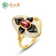 agete夸张设计感黑贝壳红石榴石戒指女925纯银冷珐琅戒指一件