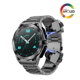 新款F331.43AMOLED智能手表TWS耳机二合一本地音乐健康监测