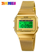 SKMEI东南亚经典 小方块电子表厂家直销网带不锈钢男时尚 手表
