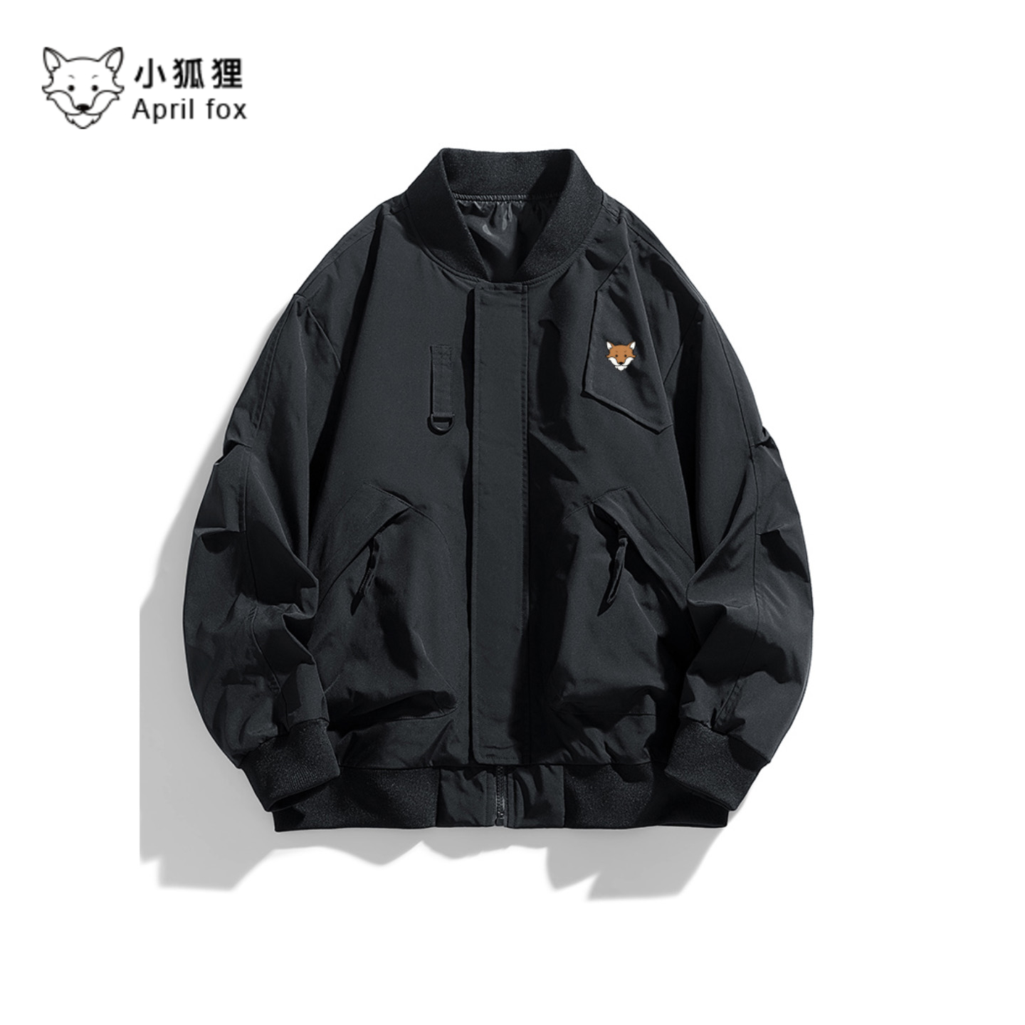 小狐狸美式复古飞行服夹克男秋冬新款宽松棒球领加绒外套户外工装