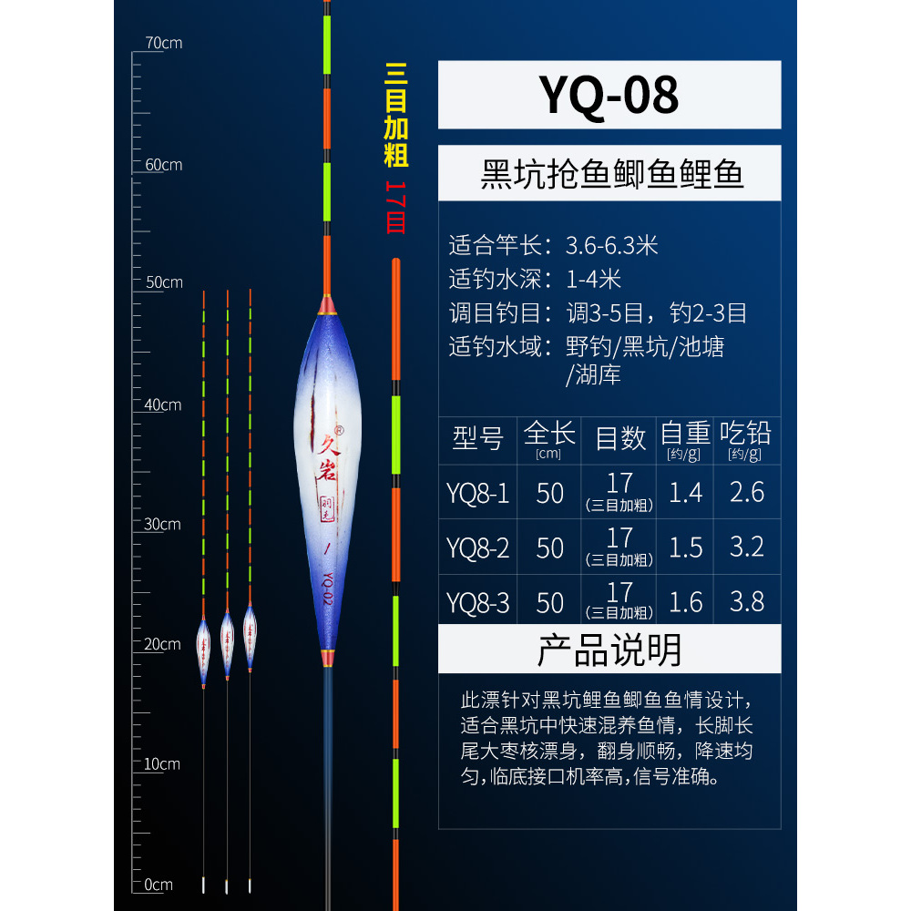 久岩正品YQ带壳孔雀羽浮漂羽毛漂黑坑专用漂加粗醒目高灵敏鲫鱼漂