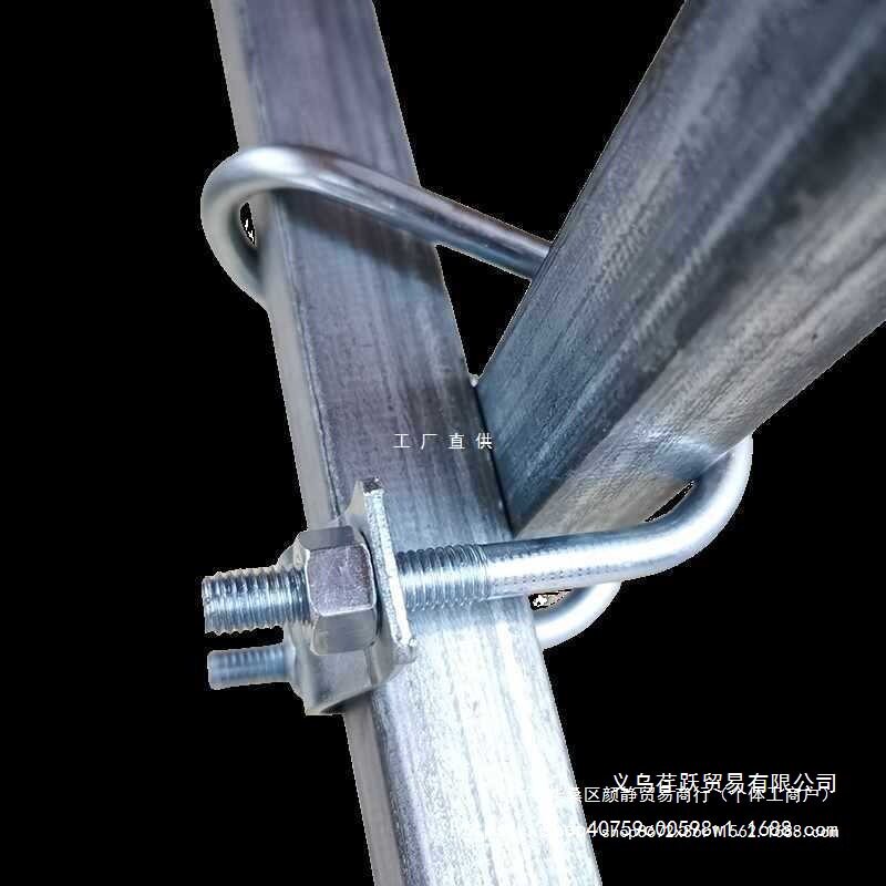 方管十字管卡扣钢管扣件双U型卡扣镀锌管夹方钢固定连接卡扣