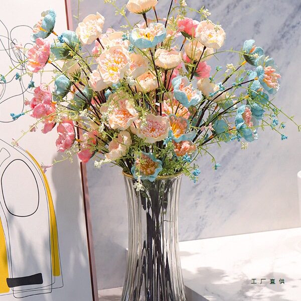 轻奢高档仿真花摆设杜鹃花假花客厅餐桌仿生花束装饰插花花艺摆件