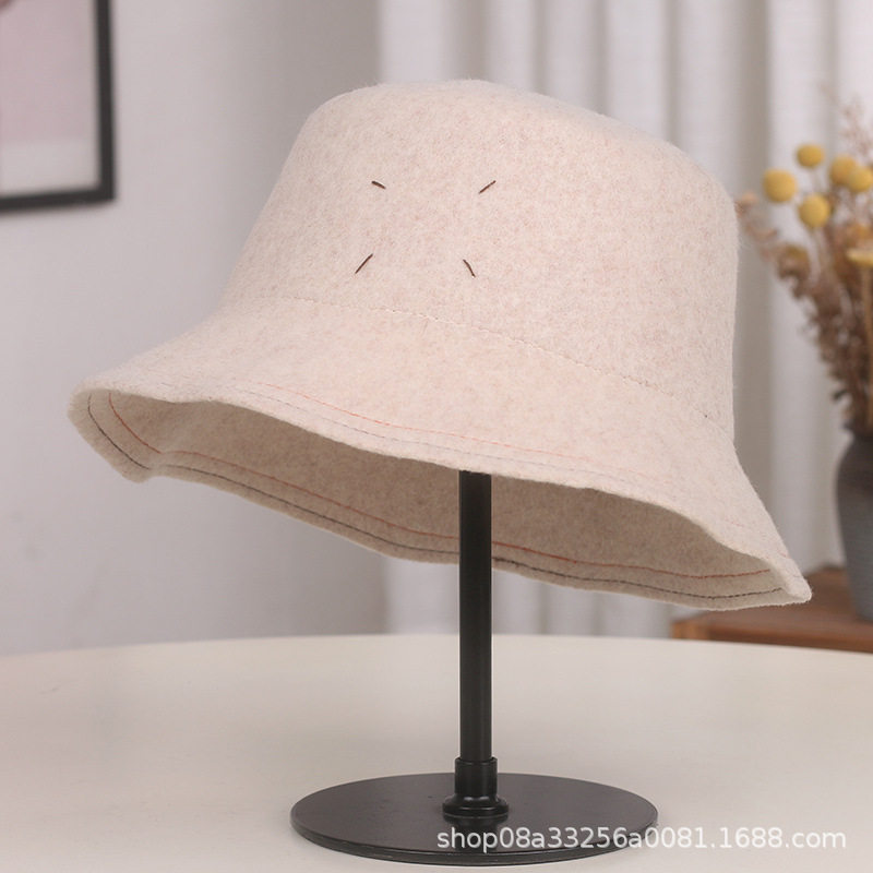 韩系网红fever同款四角缝线羊毛盆帽女秋冬百搭显脸小渔夫帽礼帽
