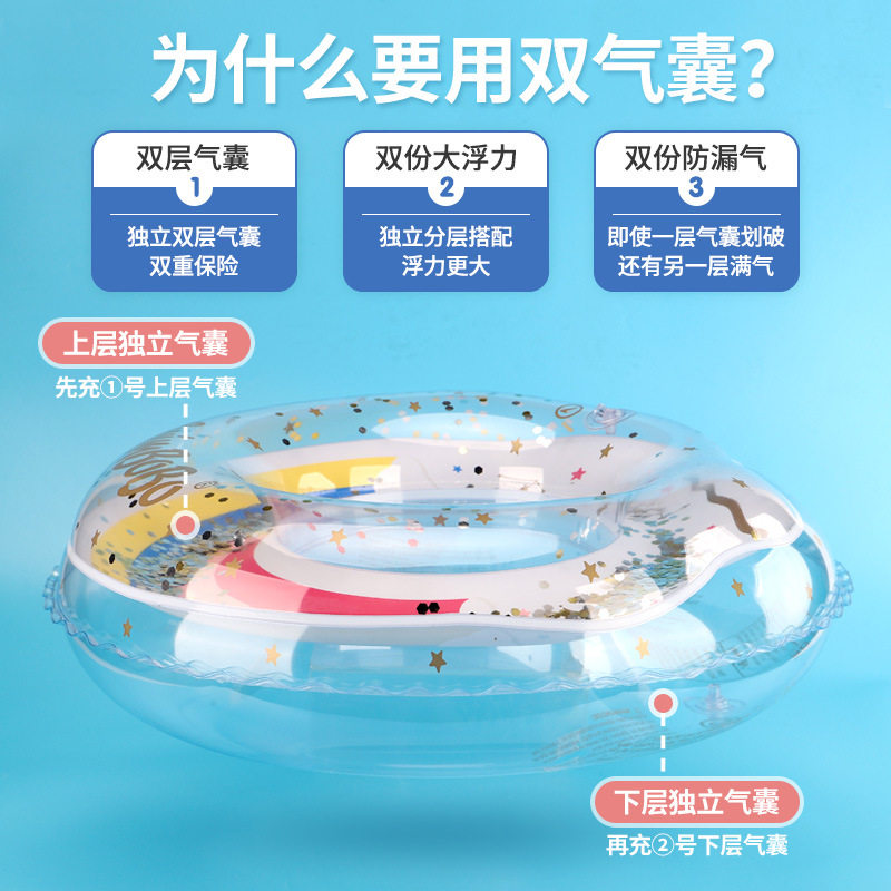Swimbobo婴儿游泳圈夏季水上充气pvc双层加厚新款圆形儿童腋下圈