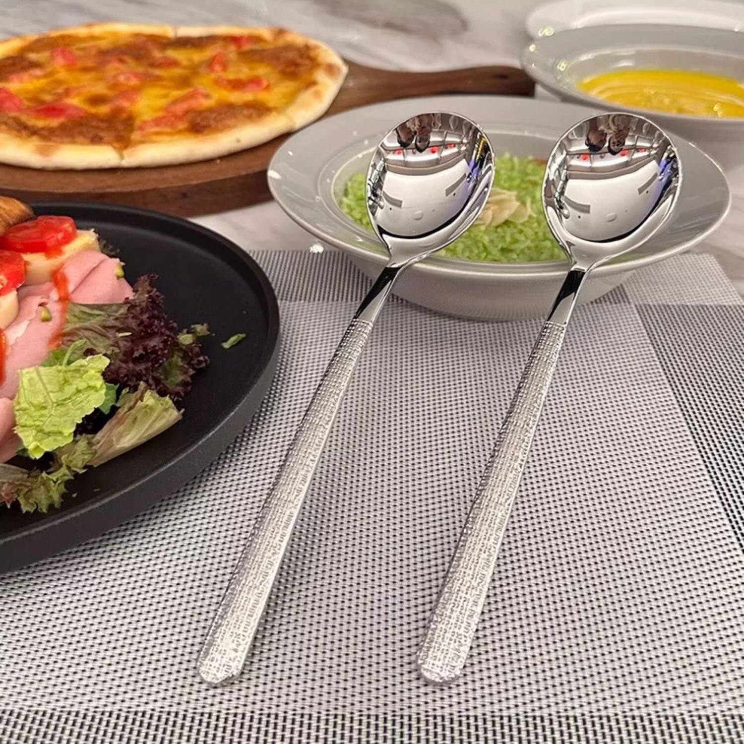 创意锤纹不锈钢西餐勺主餐更吃饭勺子调羹网红勺韩式高颜值加厚