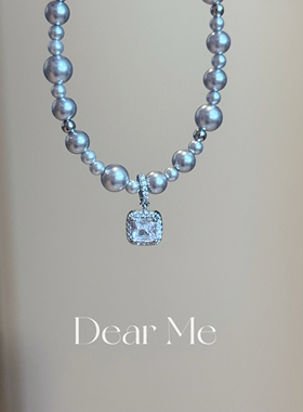 蝶觅家 陈都灵同款气泡方糖珍珠施家项链女小众高级感