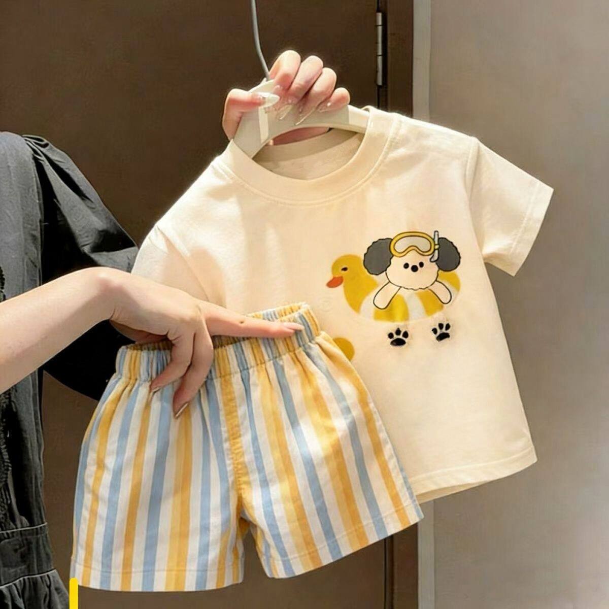 女童夏季套装儿童洋气短袖T恤休闲女宝宝中小童夏装薄款两件套
