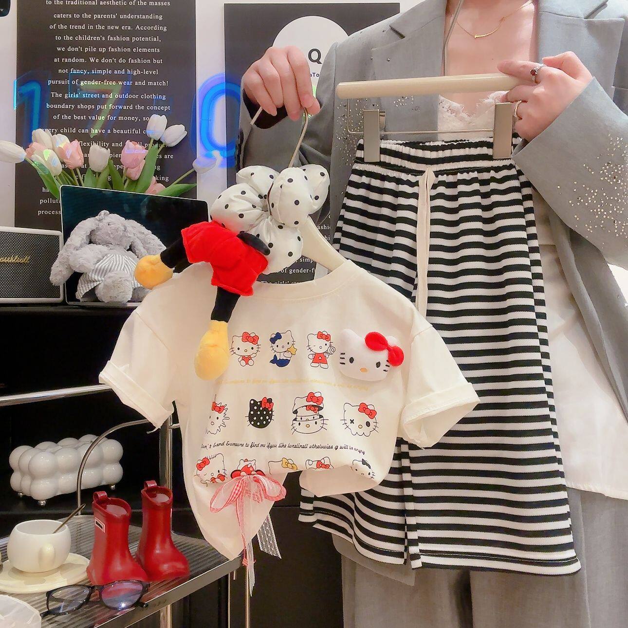 女童夏装套装2026新款儿童短袖T恤裙子两件套宝宝夏季衣服两件套