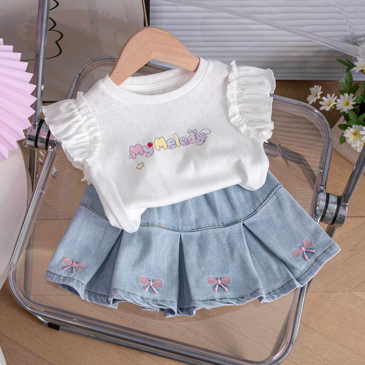 女童短袖T恤夏装2025新款洋气女孩时髦夏季大童半袖上衣儿童套装