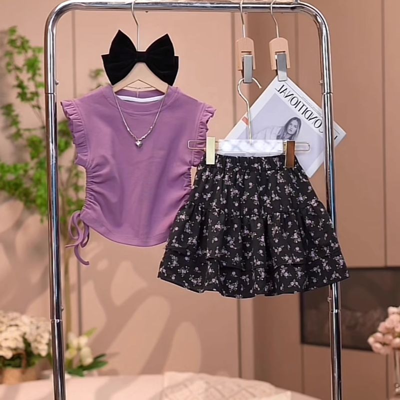 女童套装夏装2025新款儿童时髦洋气小女孩宝宝夏季薄款裙裤两件套