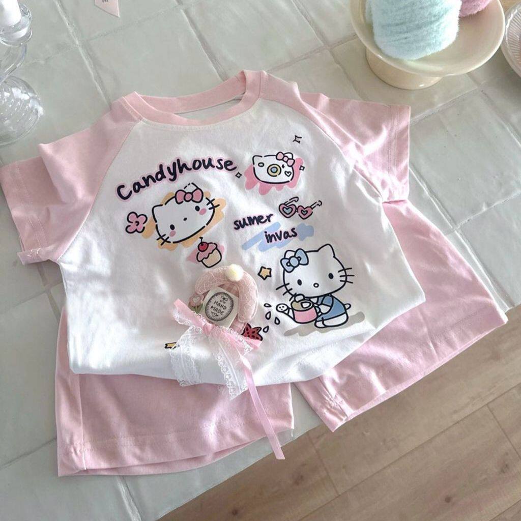 女童夏季套装2026新款卡通短袖宝宝短裤休闲夏装儿童运动两件套