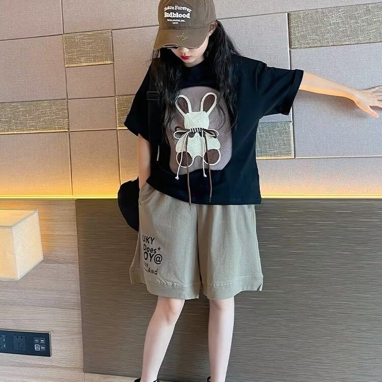 女童运动套装夏季新款大童女孩时髦夏装儿童两件套炸街酷帅穿搭潮