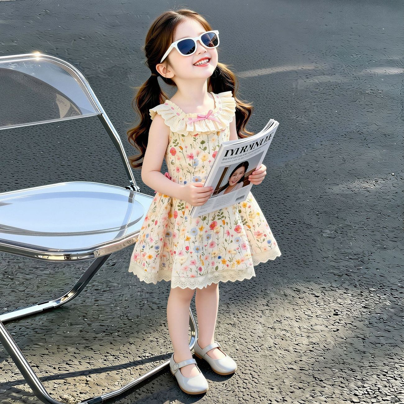 女童夏装连衣裙2026新款儿童碎花公主裙洋气宝宝甜美薄款漂亮裙子