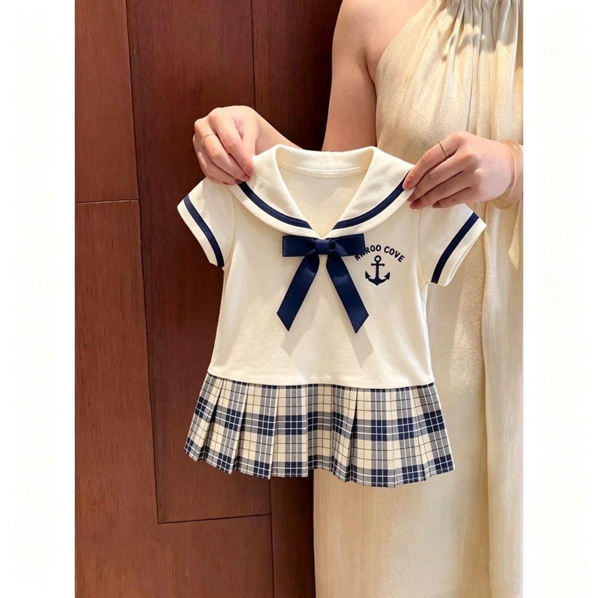 女童洋气海军风夏季薄款连衣裙女宝宝时髦公主格子裙子韩版夏装潮