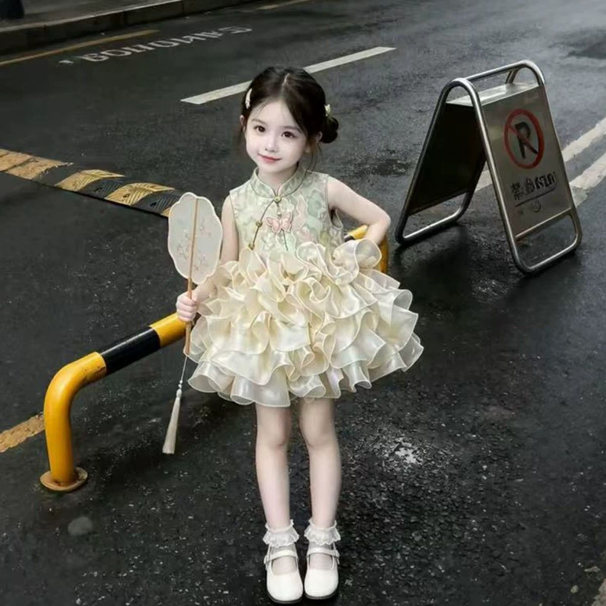 女童夏季新中式旗袍裙2026夏装新款小女孩洋气蓬蓬纱裙儿童连衣裙