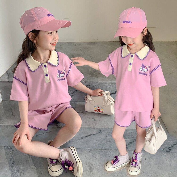 女童套装2025新款夏款时髦洋气棒球服运动短袖儿童装夏装两件套