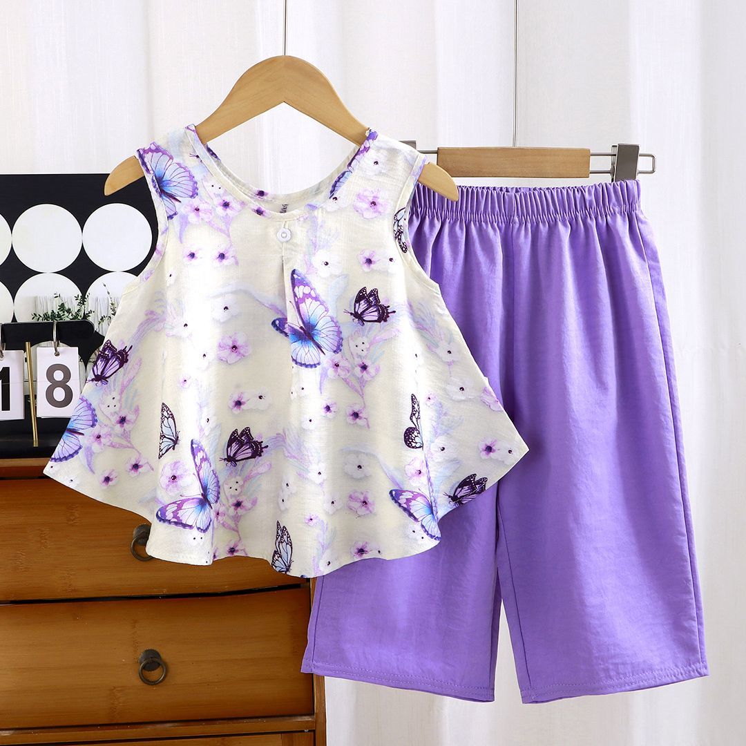 女童夏装套装2025新款洋气儿童学院风jk百褶裙短袖上衣两件套夏季