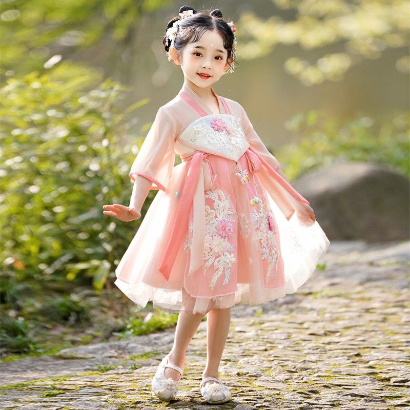女童超仙汉服夏季国潮爆款小女孩幼儿园中国风儿童公主风连衣短裙