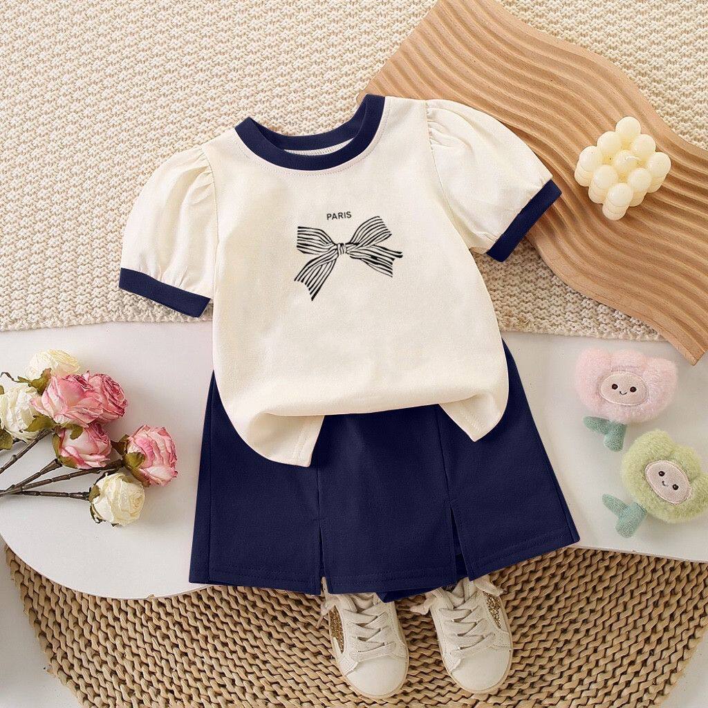 女童套装2026新款儿童短袖T恤裤子夏装休闲时髦宝宝薄款两件套