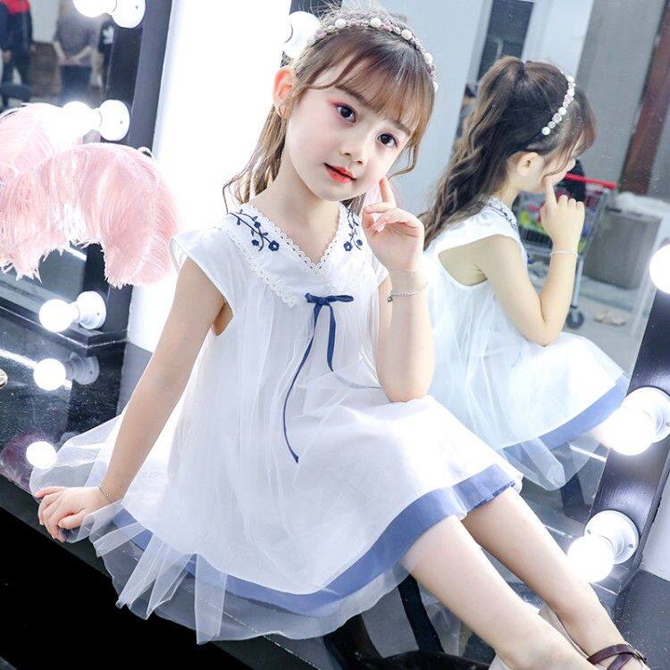 儿童连衣裙2025夏装新款中国风刺绣网纱公主裙女宝宝洋气裙子潮童