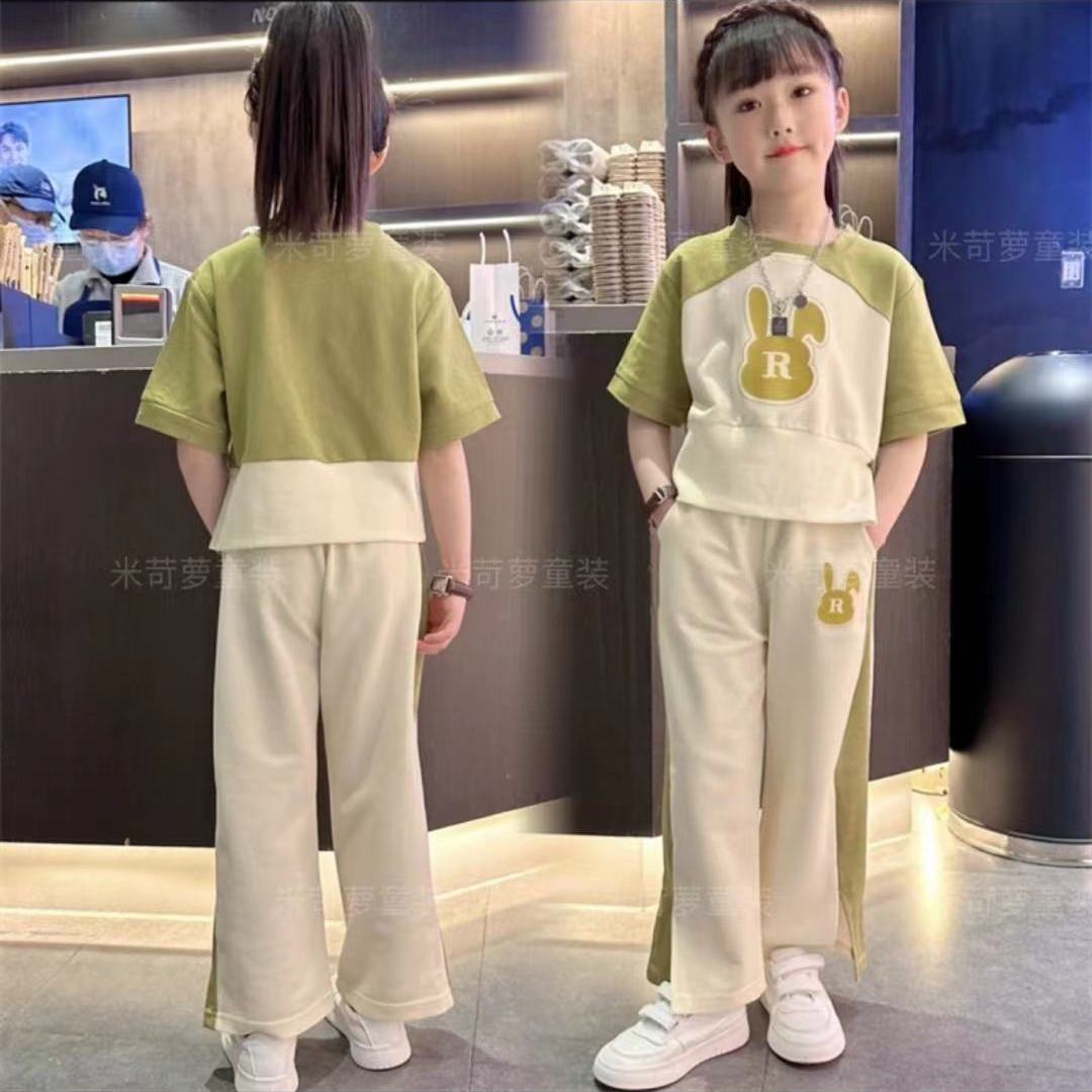 女童夏装运动套装2025新款洋气夏季中大童休闲短袖韩版儿童两件套