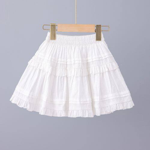 女童白色短裙子夏季2025新款中大儿童公主半身裙夏A字蛋糕裙潮童