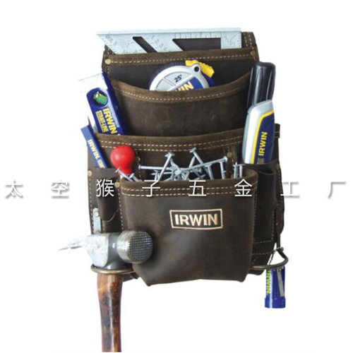 。欧文irwin工具油鞣粒面绒面麂皮革多口袋工具腰包袋 太空猴子工