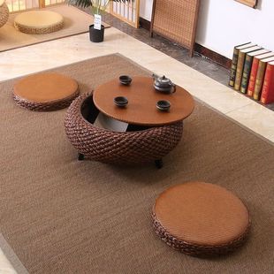 手工编织阳台飘窗桌榻榻米小茶几卧室家用窗台桌禅意小茶桌可收纳