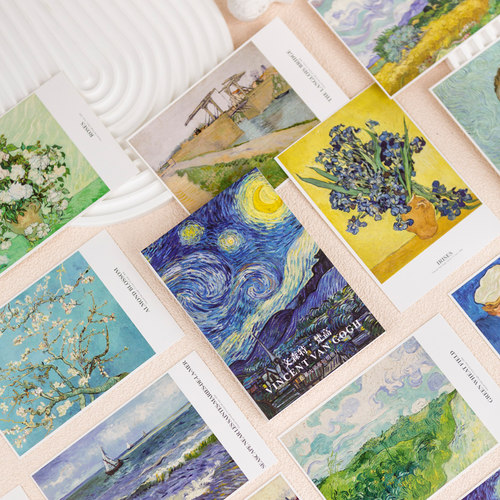 雷杜德花卉画集梵高莫奈明信片临摹卡片高清画作文创留言卡油画作品唯美文艺小清新精美卡片创意礼物卡片32张