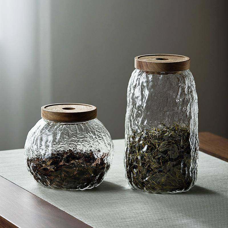 日式大号家用便携锤纹茶叶罐密封玻璃储物罐 普洱茶透明罐子装,餐饮具,淘宝优惠券,粉丝福利购,淘宝优惠卷