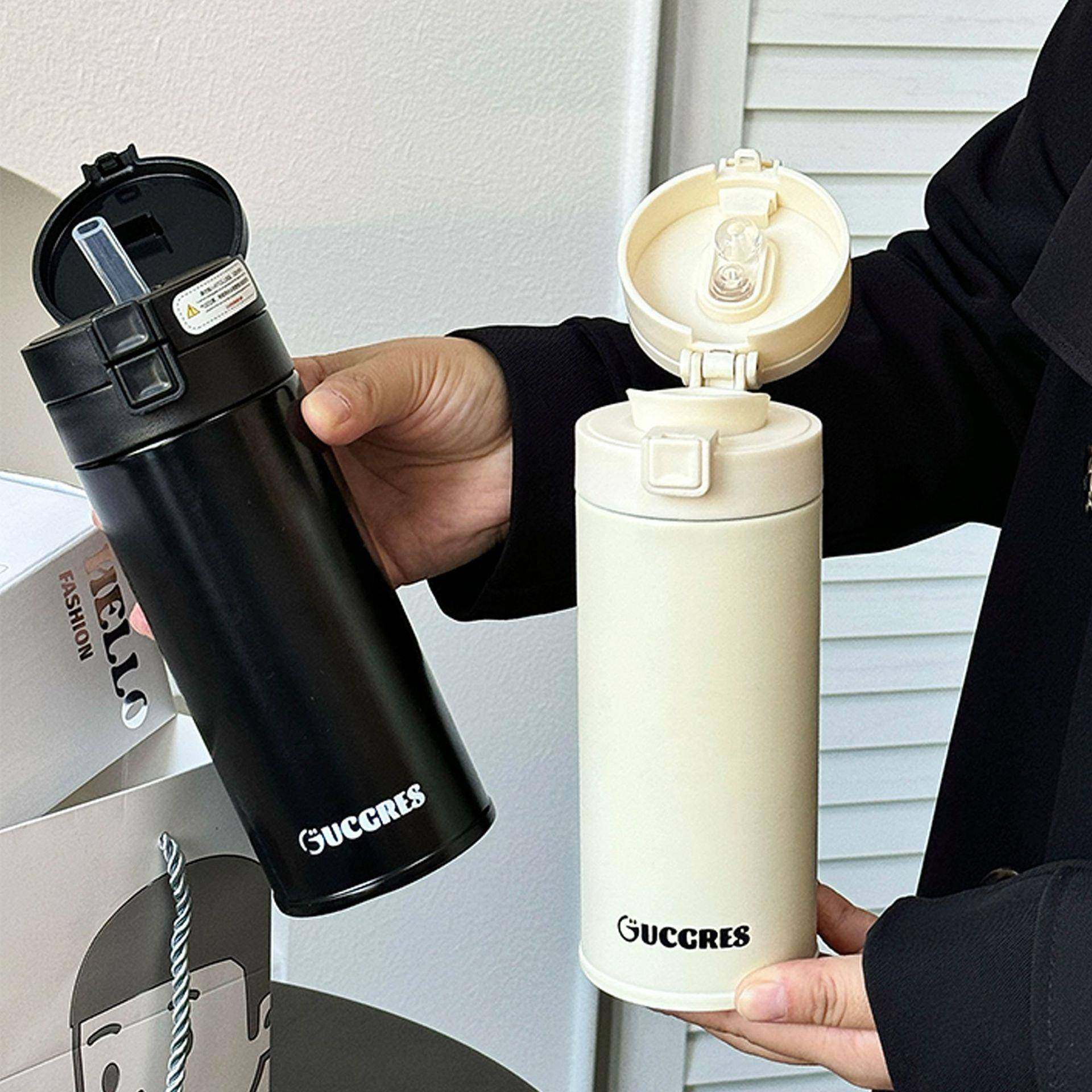 GUCGRES 高颜值保温杯女生便携双饮随手杯简约印LOGO直饮吸管杯子,餐饮具,保冷/保温杯,淘宝优惠券,粉丝福利购,淘宝优惠卷